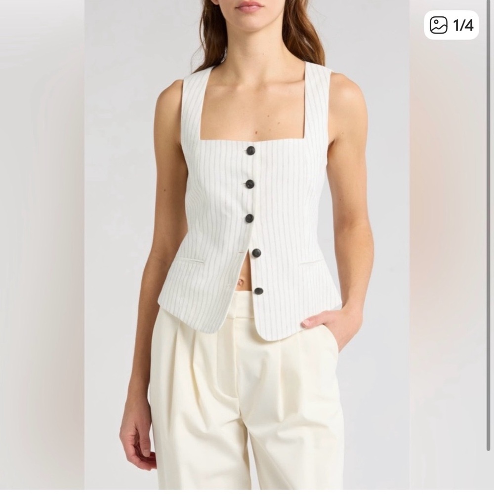 rag & bone White Pinstripe Button-Down Vest